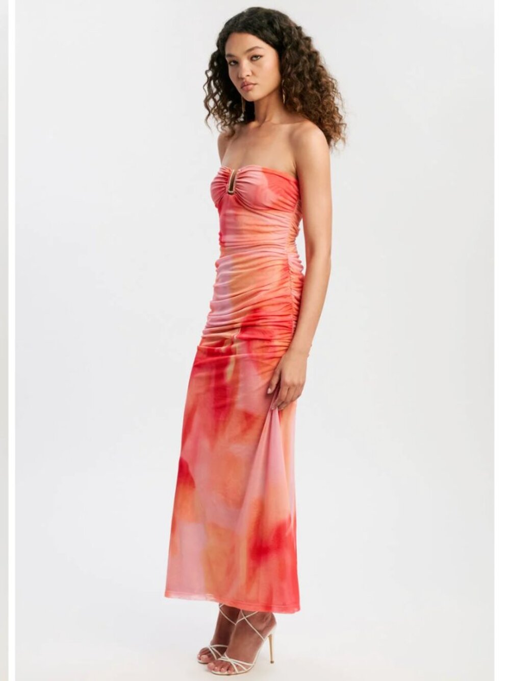 Bardot NWT Stephanie Printed Mesh Dress in Pink Floral - Picture 2 of 6